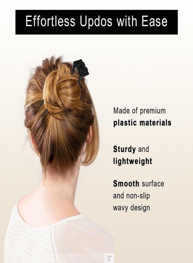 ANBALA 6 Pack Wavy Hair Pins for Women, 2 Prong Bun Hair Sticks for Women, Plastic French Hair Pin, Stylish Updo Accessories for Thick & Thin Hair - Image 4